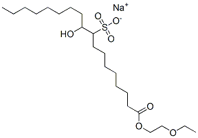 sodium 1-(2-ethoxyethyl) 10-hydroxy-9-sulphonatooctadecanoate Struktur