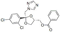 rel-安息香酸[(2R*)-2α*-(2,4-ジクロロフェニル)-2β*-(1H-1,2,4-トリアゾール-1-イルメチル)-1,3-ジオキソラン-4β*-イル]メチル 化学構造式