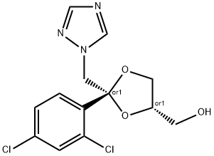 cis-2-(2,4-dichlorophenyl)-2-(1H-1,2,4-triazol-1-ylmethyl)-1,3-dioxolane-4-methanol  Struktur