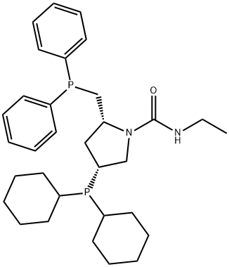 (2R,4R)-1-ETHYLCARBAMOYL-4-(DICYCLOHEXYLPHOSPHINO)-2-[(DIPHENYLPHOSPHINO)METHYL]PYRROLIDINE Struktur