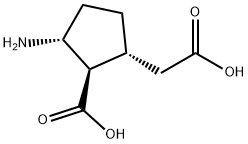 Cyclopentaneacetic acid, 3-amino-2-carboxy-, (1R,2R,3R)- (9CI) 化学構造式
