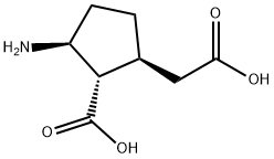 Cyclopentaneacetic acid, 3-amino-2-carboxy-, (1S,2S,3S)- (9CI) Structure