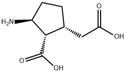 Cyclopentaneacetic acid, 3-amino-2-carboxy-, (1R,2S,3S)- (9CI) 化学構造式