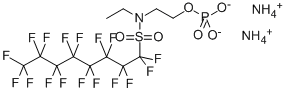 N-エチル-1,1,2,2,3,3,4,4,5,5,6,6,7,7,8,8,8-ヘプタデカフルオロ-N-[2-(ホスホノオキシ)エチル]-1-オクタンスルホンアミドジアンモニウム 化学構造式