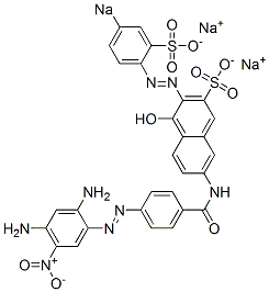 7-[[4-[(2,4-Diamino-5-nitrophenyl)azo]benzoyl]amino]-4-hydroxy-3-[(4-sodiosulfophenyl)azo]naphthalene-2-sulfonic acid sodium salt Struktur