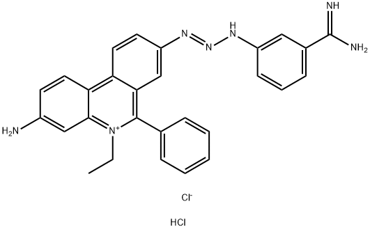 8-[3-(m-amidinophenyl)-2-triazeno]-3-amino-5-ethyl-6-phenylphenanthridinium chloride hydrochloride