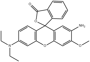2'-アミノ-6'-ジエチルアミノ-3'-メトキシスピロ[フタリド-3,9'-[9H]キサンテン] 化学構造式
