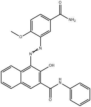 4-((5-(Carbamoyl)-2-methoxyphenyl)azo)-3-hydroxy-N-phenylnaphthalene-2-carboxamide Struktur