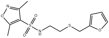 N-(2-((呋喃-2-基甲基)硫代)乙基)-3,5-二甲基异噁唑-4-磺酰胺,680211-97-6,结构式