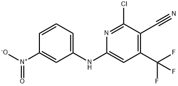 2-氯-6-(3-硝基苯胺)-4-(三氟甲基)烟腈 结构式