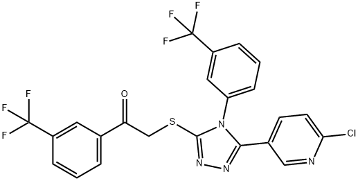 2-((5-(6-CHLORO-3-PYRIDYL)-4-[3-(TRIFLUOROMETHYL)PHENYL]-4H-1,2,4-TRIAZOL-3-YL)THIO)-1-[3-(TRIFLUOROMETHYL)PHENYL]ETHAN-1-ONE,680217-03-2,结构式