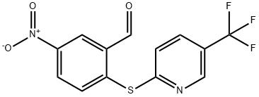 5-NITRO-2-([5-(TRIFLUOROMETHYL)PYRIDIN-2-YL]THIO)BENZALDEHYDE Struktur