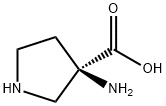 (3R)-3-アミノ-3-ピロリジンカルボン酸 化学構造式