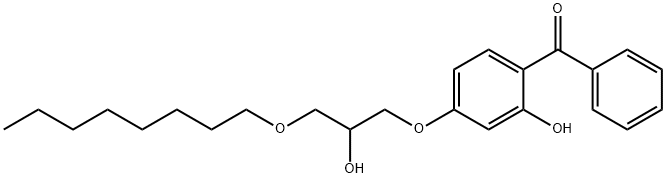 2-hydroxy-4-[2-hydroxy-3-(octoxy)propoxy]phenyl phenyl ketone Struktur