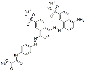 2-[[4-[[4-[(4-アミノ-7-スルホ-1-ナフチル)アゾ]-7-スルホ-1-ナフチル]アゾ]フェニル]アミノ]-2-オキソ酢酸トリナトリウム 化学構造式