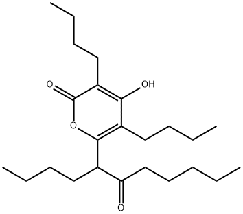 3,5-ジブチル-6-(1-ブチル-2-オキソヘプチル)-4-ヒドロキシ-2H-ピラン-2-オン 化学構造式