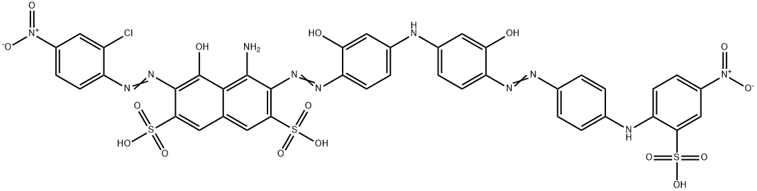4-amino-6-[(2-chloro-4-nitrophenyl)azo]-5-hydroxy-3-[[2-hydroxy-4-[[3-hydroxy-4-[[4-[(4-nitro-2-sulphophenyl)amino]phenyl]azo]phenyl]amino]phenyl]azo]naphthalene-2,7-disulphonic acid Struktur