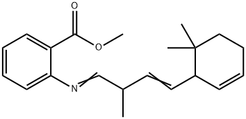 methyl 2-[[4-(6,6-dimethyl-2-cyclohexen-1-yl)-2-methyl-3-butenylidene]amino]benzoate Struktur