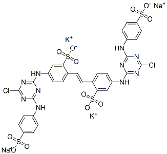 dipotassium disodium 4,4'-bis[[4-chloro-6-[(4-sulphonatophenyl)amino]-1,3,5-triazin-2-yl]amino]stilbene-2,2'-disulphonate,68155-68-0,结构式