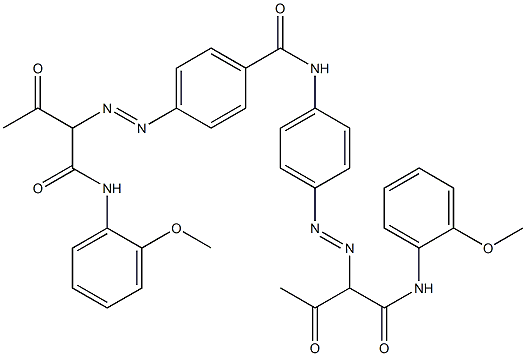 4-[[1-[[(2-methoxyphenyl)amino]carbonyl]-2-oxopropyl]azo]-N-[4-[[1-[[(2-methoxyphenyl)amino]carbonyl]-2-oxopropyl]azo]phenyl]benzamide Struktur