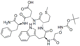 (3S)-3-[[(1S)-1-carbamoyl-2-phenyl-ethyl]carbamoyl]-3-[[(2S)-2-[[(2S)- 3-(1H-indol-3-yl)-2-[[2-(tert-butoxycarbonylamino)oxyacetyl]amino]prop anoyl]amino]-4-methylsulfanyl-butanoyl]amino]propanoic acid Struktur