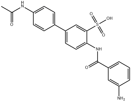 4'-(acetylamino)-4-[(3-aminobenzoyl)amino][1,1'-biphenyl]-3-sulphonic acid Struktur