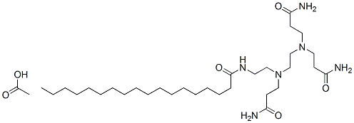 N-[2-[(3-amino-3-oxopropyl)[2-[bis(3-amino-3-oxopropyl)amino]ethyl]amino]ethyl]stearamide monoacetate Struktur