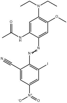 N-[2-[(2-シアノ-6-ヨード-4-ニトロフェニル)アゾ]-5-(ジエチルアミノ)-4-メトキシフェニル]アセトアミド 化学構造式