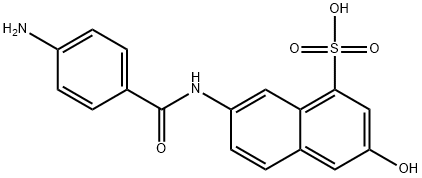 7-[(4-アミノベンゾイル)アミノ]-3-ヒドロキシ-1-ナフタレンスルホン酸 化学構造式