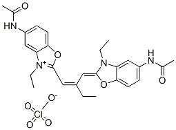 5-(acetamido)-2-[2-[[5-(acetamido)-3-ethyl-3H-benzoxazol-2-ylidene]methyl]but-1-enyl]-3-ethylbenzoxazolium perchlorate Structure