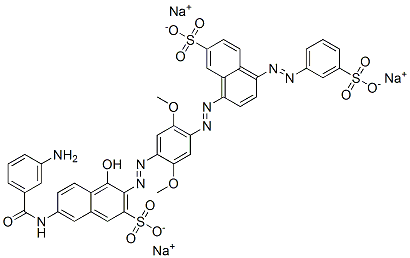 7-[(3-Aminobenzoyl)amino]-3-[[2,5-dimethoxy-4-[[7-sulfo-4-[(3-sulfophenyl)azo]-1-naphthalenyl]azo]phenyl]azo]-4-hydroxy-2-naphthalenesulfonic acid trisodium salt,68259-03-0,结构式