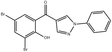 4-(3,5-DIBROMO-2-HYDROXYBENZOYL)-1-PHENYLPYRAZOLE 结构式