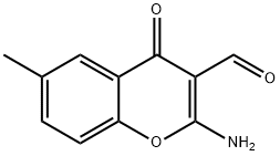 2-アミノ-6-メチル-4-オキソ-4H-クロメン-3-カルブアルデヒド 化学構造式