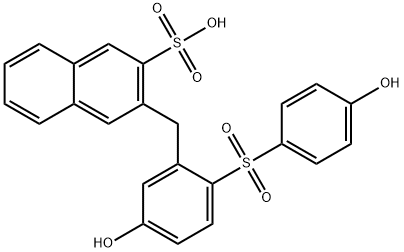 3-[[5-hydroxy-2-[(4-hydroxyphenyl)sulphonyl]phenyl]methyl]naphthalene-2-sulphonic acid ,68310-82-7,结构式