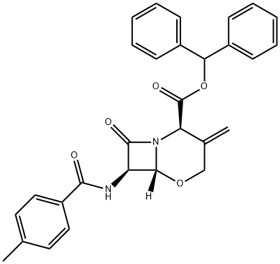 (2R,6R,7R)-3-Methylene-7-(p-toluoylamino)-8-oxo-5-oxa-1-azabicyclo[4.2.0]octane-2-carboxylic acid diphenylmethyl ester Structure