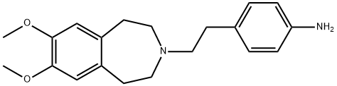 3-(p-アミノフェネチル)-2,3,4,5-テトラヒドロ-7,8-ジメトキシ-1H-3-ベンゾアゼピン 化学構造式