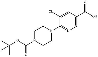 6-(4-(TERT-BUTOXYCARBONYL)PIPERAZIN-1-YL)-5-CHLORONICOTINIC ACID,683241-92-1,结构式