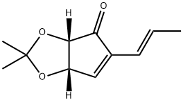 4H-Cyclopenta-1,3-dioxol-4-one,3a,6a-dihydro-2,2-dimethyl-5-(1E)-1-propenyl-,(3aS,6aS)-(9CI) Structure