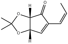 4H-Cyclopenta-1,3-dioxol-4-one,3a,6a-dihydro-2,2-dimethyl-5-(1Z)-1-propenyl-,(3aS,6aS)-(9CI) Structure