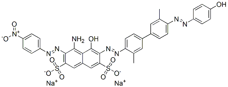 disodium 4-amino-5-hydroxy-6-[[4'-[(4-hydroxyphenyl)azo]-3,3'-dimethyl[1,1'-biphenyl]-4-yl]azo]-3-[(4-nitrophenyl)azo]naphthalene-2,7-disulphonate,68400-36-2,结构式
