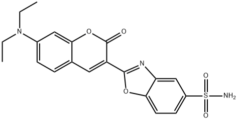 2-[7-(ジエチルアミノ)-2-オキソ-2H-1-ベンゾピラン-3-イル]-5-ベンゾオキサゾールスルホンアミド 化学構造式