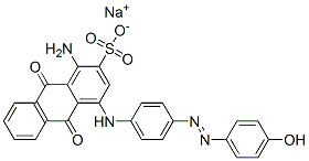 sodium 1-amino-9,10-dihydro-4-[[4-[(4-hydroxyphenyl)azo]phenyl]amino]-9,10-dioxoanthracene-2-sulphonate Struktur
