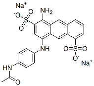 disodium 1-amino-4-[N-(4-acetylaminophenyl)amino]anthracene-2,5-disulphonate 结构式
