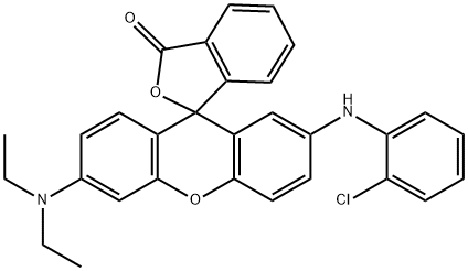 2-[(2-クロロフェニル)アミノ]-6-(ジエチルアミノ)スピロ[9H-キサンテン-9,1'(3'H)-イソベンゾフラン]-3'-オン 化学構造式