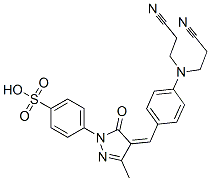 4-[4-[[4-[bis(2-cyanoethyl)amino]phenyl]methylene]-4,5-dihydro-3-methyl-5-oxo-1H-pyrazol-1-yl]benzenesulphonic acid,68541-05-9,结构式