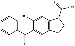 5-ベンゾイル-2,3-ジヒドロ-6-ヒドロキシ-1H-インデン-1-カルボン酸 化学構造式