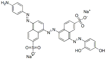 4-[(4-Aminophenyl)azo]-4'-[(2,4-dihydroxyphenyl)azo][1,1'-azobisnaphthalene]-6',7-disulfonic acid disodium salt,6856-11-7,结构式