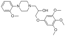 rel-(R*)-1-(3,4,5-トリメトキシフェノキシ)-3-[4-(2-メトキシフェニル)ピペラジン-1-イル]プロパン-2-オール 化学構造式