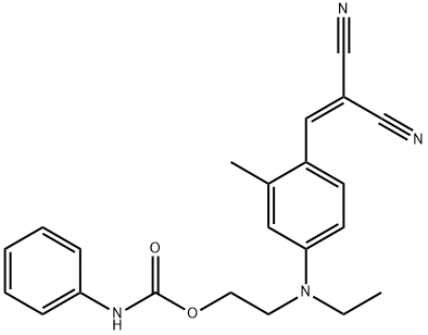[[4-[エチル[2-[[(フェニルアミノ)カルボニル]オキシ]エチル]アミノ]-2-メチルフェニル]メチレン]プロパンジニトリル 化学構造式