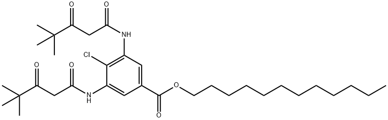 4-クロロ-3,5-ビス[(4,4-ジメチル-1,3-ジオキソペンチル)アミノ]安息香酸ドデシル 化学構造式